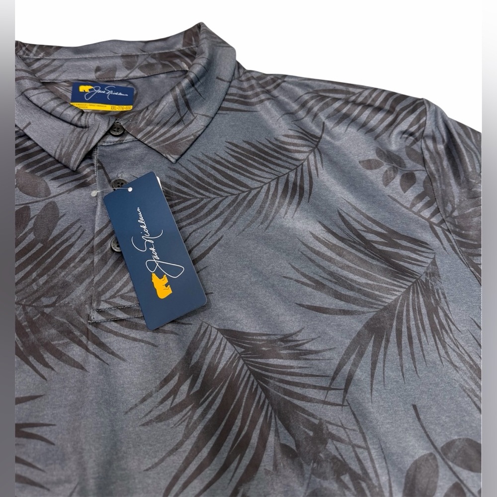 Jack Nicklaus Shirt Men XXL Gray Floral Moisture Wicking UPF 50 + Golf NWT